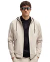 Hugo Boss Zip-up Hoodie With Logo Patch In Open Beige