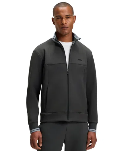 Hugo Boss Boss By  Men's Cotton-blend Zip-up Sweatshirt In Gray