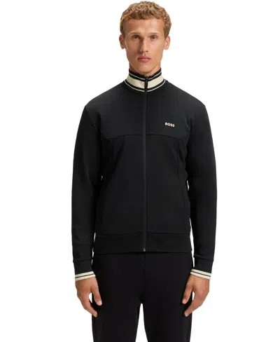 Hugo Boss Boss By  Men's Cotton-blend Zip-up Sweatshirt In Black