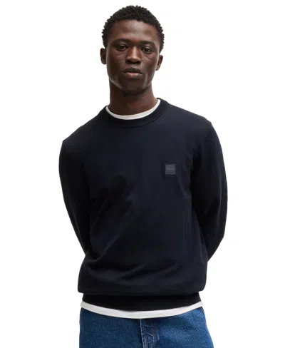 Hugo Boss Boss By  Men's Cotton-cashmere Regular-fit Sweater In Blue