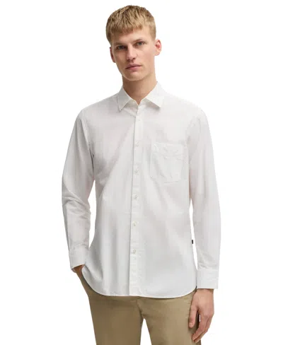 Hugo Boss Boss By  Men's Cotton Dobby Regular-fit Shirt In White