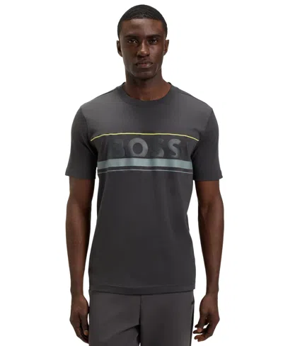 Hugo Boss Boss By  Men's Cotton-jersey Logo T-shirt In Gray