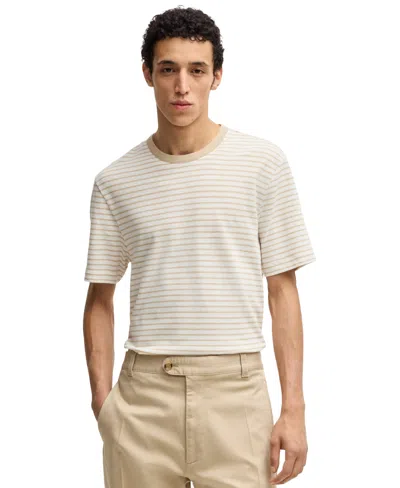 Hugo Boss Boss By  Men's Cotton Linen Regular-fit T-shirt In Open Beige