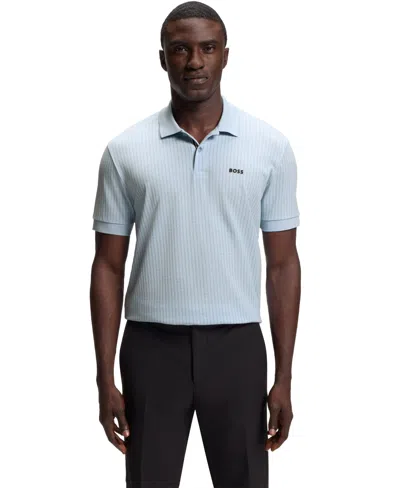 Hugo Boss Boss By  Men's Cotton-pique All-over Print Polo Shirt In Blue