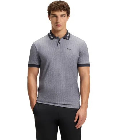 Hugo Boss Boss By  Men's Cotton-pique Dot Print Polo Shirt In Gray