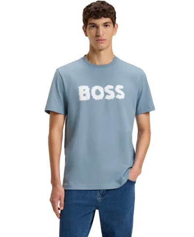 Hugo Boss Boss By  Men's Cotton Regular-fit Logo T-shirt In Blue