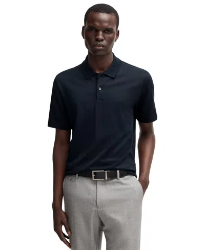 Hugo Boss Boss By  Men's Cotton-silk Blend Relaxed-fit Polo Shirt In Dark Blue