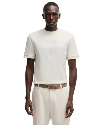 Hugo Boss Boss By  Men's Cotton-silk Regular-fit T-shirt In Open White