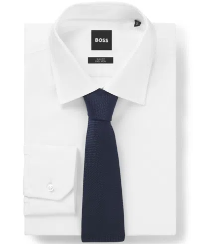 Hugo Boss Boss By  Men's Cotton Silk Structured Tie In Blue
