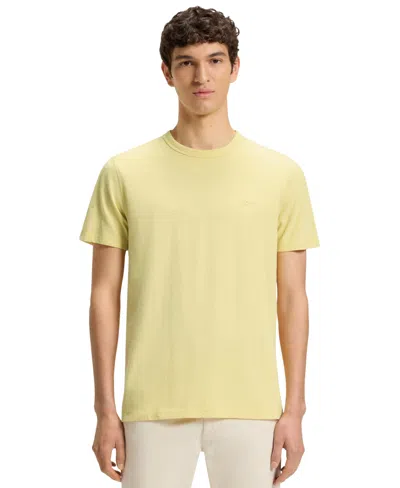 Hugo Boss Slub-cotton T-shirt With Logo Detail In Yellow