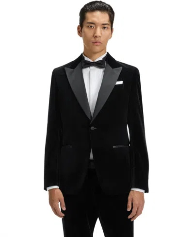 Hugo Boss Boss By  Men's Cotton Velvet Slim-fit Tuxedo Jacket In Black