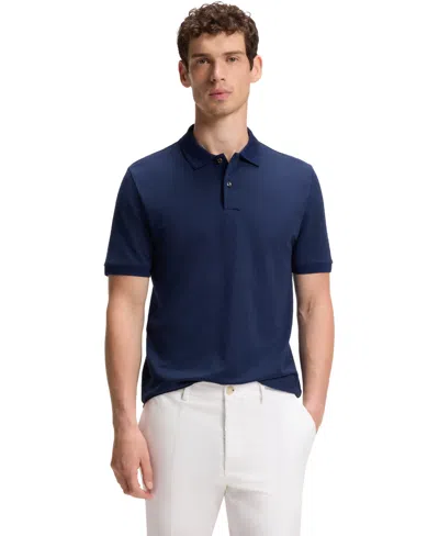 Hugo Boss Boss By  Men's Cotton-silk Jacquard Regular-fit Polo In Blue