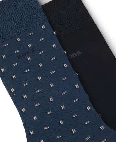 Hugo Boss Boss By  Men's Crew Mini Pattern Socks, 2-pack In Multi