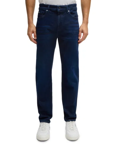HUGO BOSS BOSS BY HUGO BOSS MEN'S DARK-BLUE SOFT DENIM REGULAR-FIT JEANS