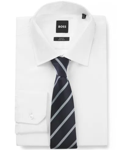 Hugo Boss Boss By  Men's Diagonal Stripe Silk-blend Tie In Blue