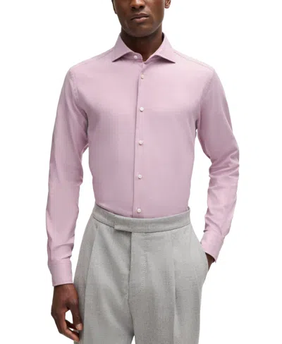 Hugo Boss Boss By  Men's Diagonal Stripes Regular-fit Dress Shirt In Open Pink