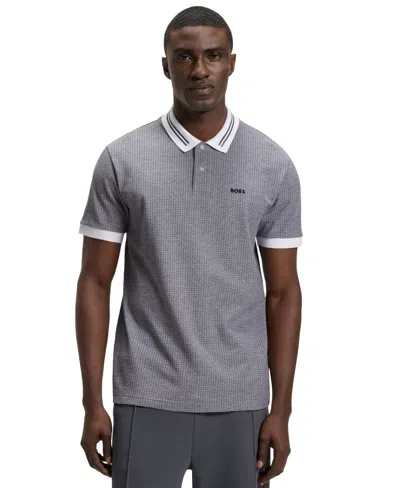 Hugo Boss Boss By  Men's Dot Print Cotton-pique Polo Shirt In White