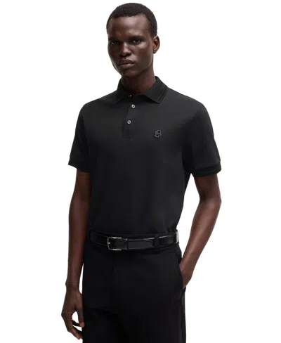 Hugo Boss Boss By  Men's Double B Monogram Regular-fit Polo In Black