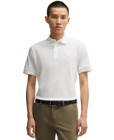 Hugo Boss Boss By  Men's Double B Monogram Regular-fit Polo In White