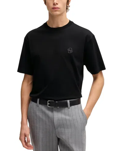 Hugo Boss Boss By  Men's Double B Monogram Relaxed-fit T-shirt In Black