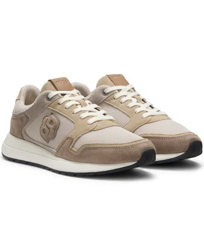 HUGO BOSS BOSS BY HUGO BOSS MEN'S DOUBLE B MONOGRAM SUEDE TRAINERS SHOES