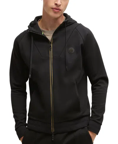 Hugo Boss Boss By  Men's Double B Monogram Zip-up Hoodie In Black