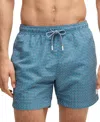 Hugo Boss Men Light Blue Geometric Print Swim Shorts, Xxl Luxury Swimwear For Men Darveys In Blue