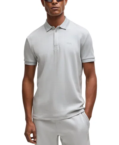 Hugo Boss Boss By  Men's Drop Needle Stitching Paddy Polo In Open Gray