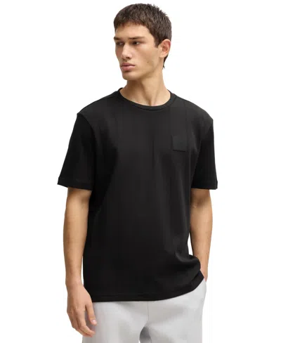 Hugo Boss Boss By  Men's Drop-stitch Detail Relaxed-fit T-shirt In Black