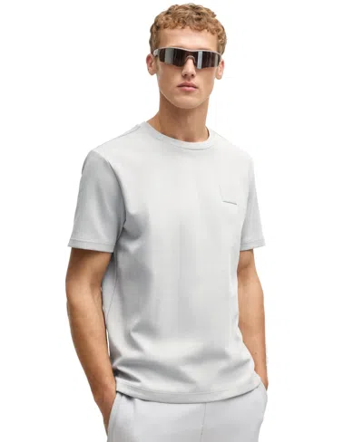 Hugo Boss Boss By  Men's Drop-stitch Detail Relaxed-fit T-shirt In Open Gray