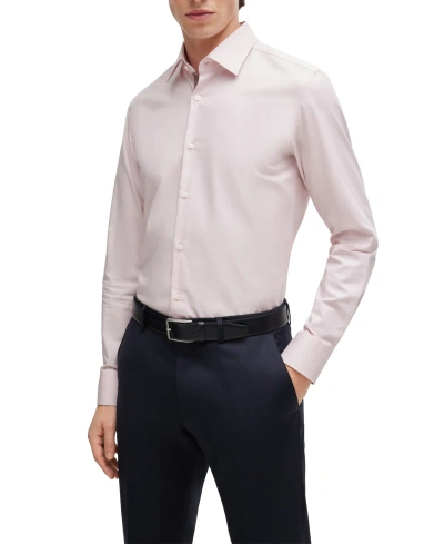 Hugo Boss Boss By  Men's Easy-iron Stretch-cotton Twill Slim-fit Dress Shirt In Light,pastel Pink