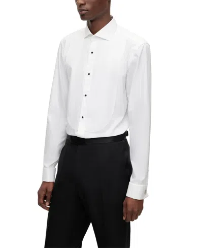Hugo Boss Boss By  Men's Easy-iron Stretch-cotton Poplin Slim-fit Dress Shirt In White