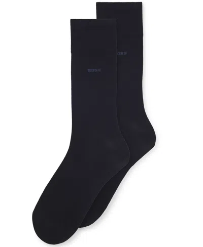Hugo Boss Boss By  Men's Egyptian-cotton Blend Two-pack Socks In Blue