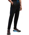 Hugo Boss Stretch-cotton Tracksuit Bottoms With Embossed Artwork In Black