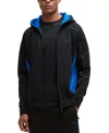Hugo Boss Stretch-cotton Zip-up Hoodie With Embossed Artwork In Black