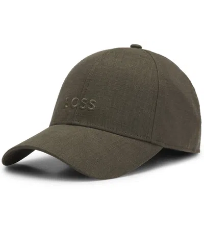 Hugo Boss Boss By  Men's Embroidered Logo Linen Cap In Green