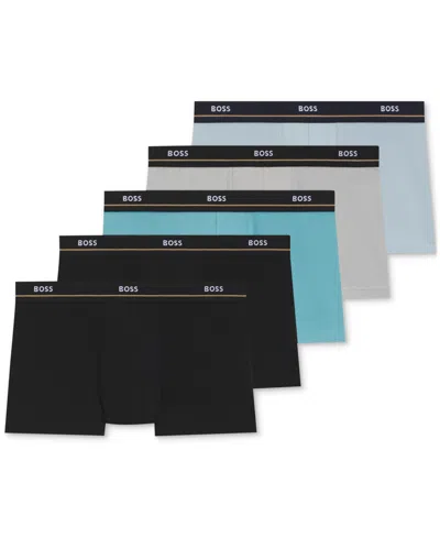 Hugo Boss Boss By  Men's Essential 5-pk. Logo Waistband Trunks In Multi