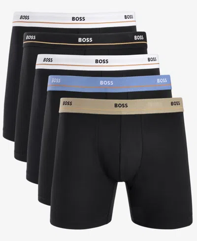 Hugo Boss Boss By  Men's Essential Boxer Briefs, Pack Of 5 In Black