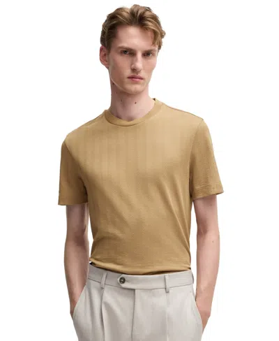 Hugo Boss Boss By  Men's Herringbone Regular-fit T-shirt In Open Beige