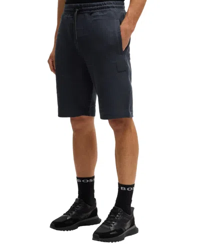 Hugo Boss Boss By  Men's Hexagonal Quilting Relaxed-fit Shorts In Dark Blue