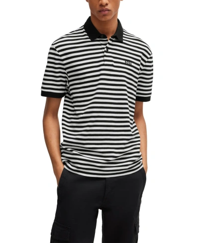 Hugo Boss Boss By  Men's Horizontal Stripe Polo Shirt In Black