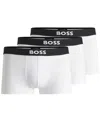 Hugo Boss Three-pack Of Stretch-cotton Trunks With Logo Waistbands In White