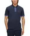 Hugo Boss Boss By  Men's Interlock-cotton Contrast Tipping Polo In Dark Blue