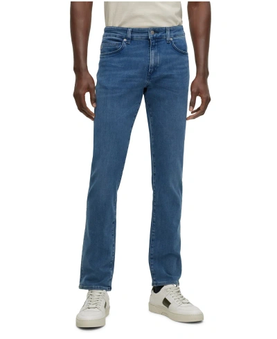 Hugo Boss Mid-rise Tapered-leg Jeans In Medium Blue