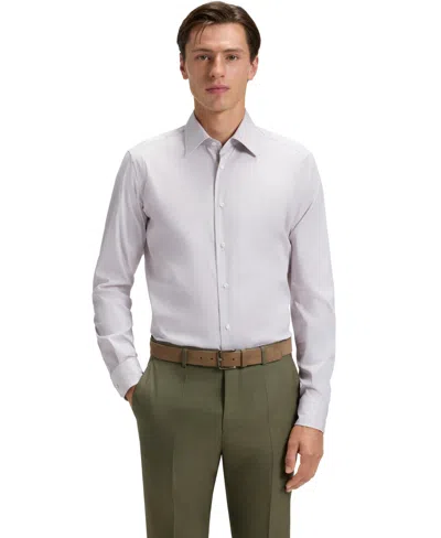 Hugo Boss Boss By  Men's Italian-made Cotton Blend Dress Shirt In Brown