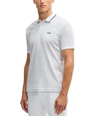 Hugo Boss Boss By  Men's Jacquard Regular-fit Paddy Polo In White