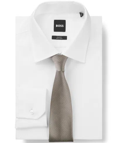 Hugo Boss Boss By  Men's Jacquard Pattern Silk Slim Tie In Gray