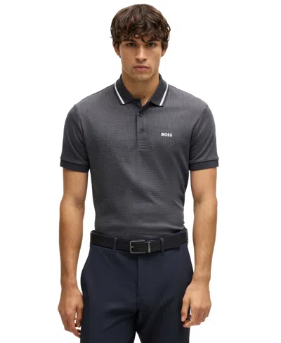 Hugo Boss Boss By  Men's Jacquard Regular-fit Paddy Polo In Dark Blue