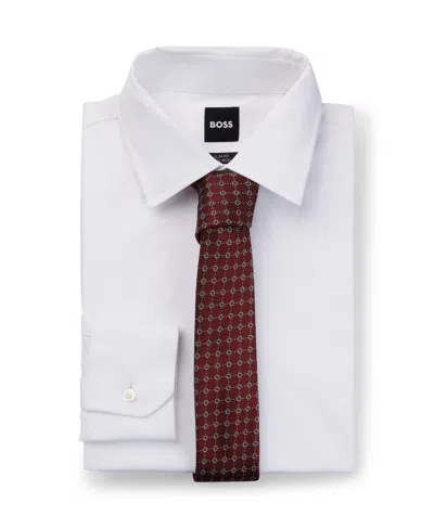 Hugo Boss Boss By  Men's Jacquard-woven Pattern Tie In Dark Red