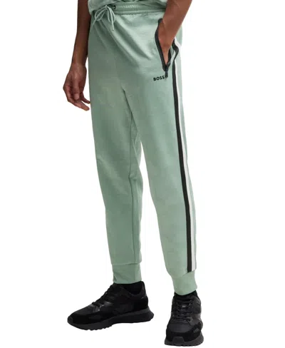Hugo Boss Boss By  Men's Jacquard-woven Relaxed-fit Tracksuit Bottoms In Open Green